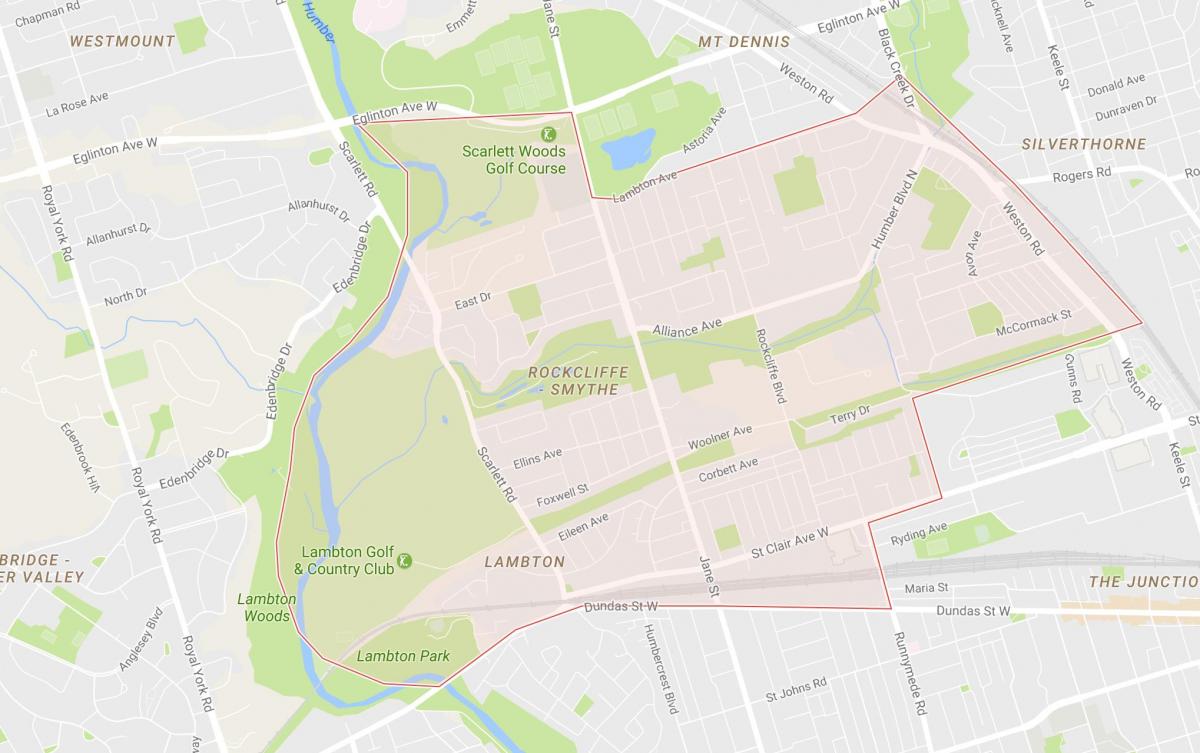 Карта на Rockcliffe–Smythe соседство Торонто