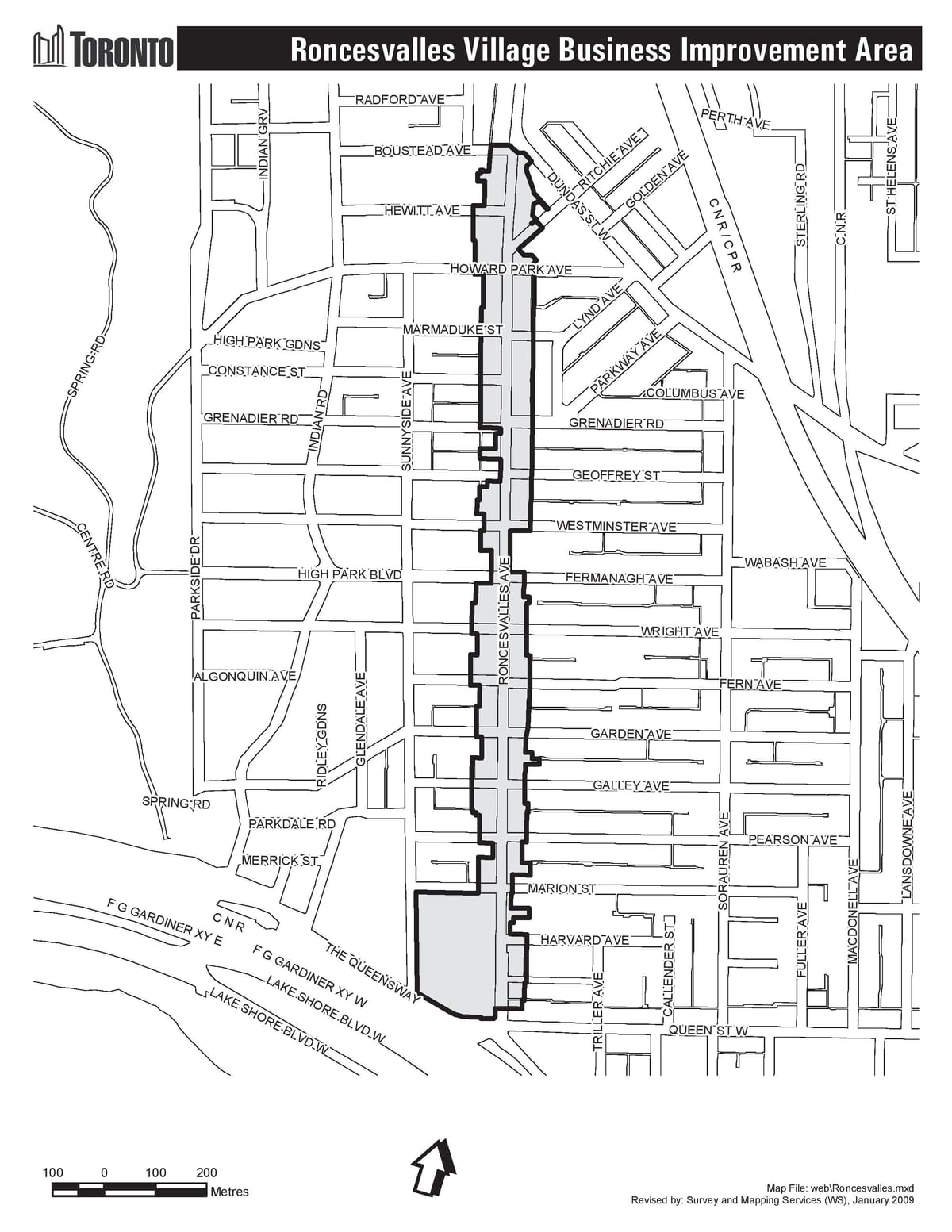 Карта на Roncesvalles Торонто