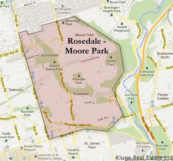 Карта на Rosedale Мур Парк Торонто