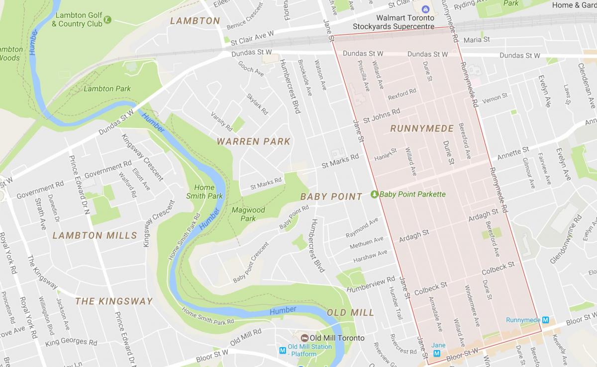 Карта на Runnymede соседство Торонто