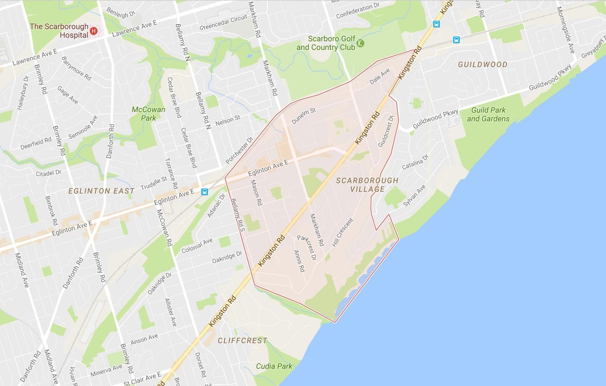Карта на Scarborough Село соседство Торонто