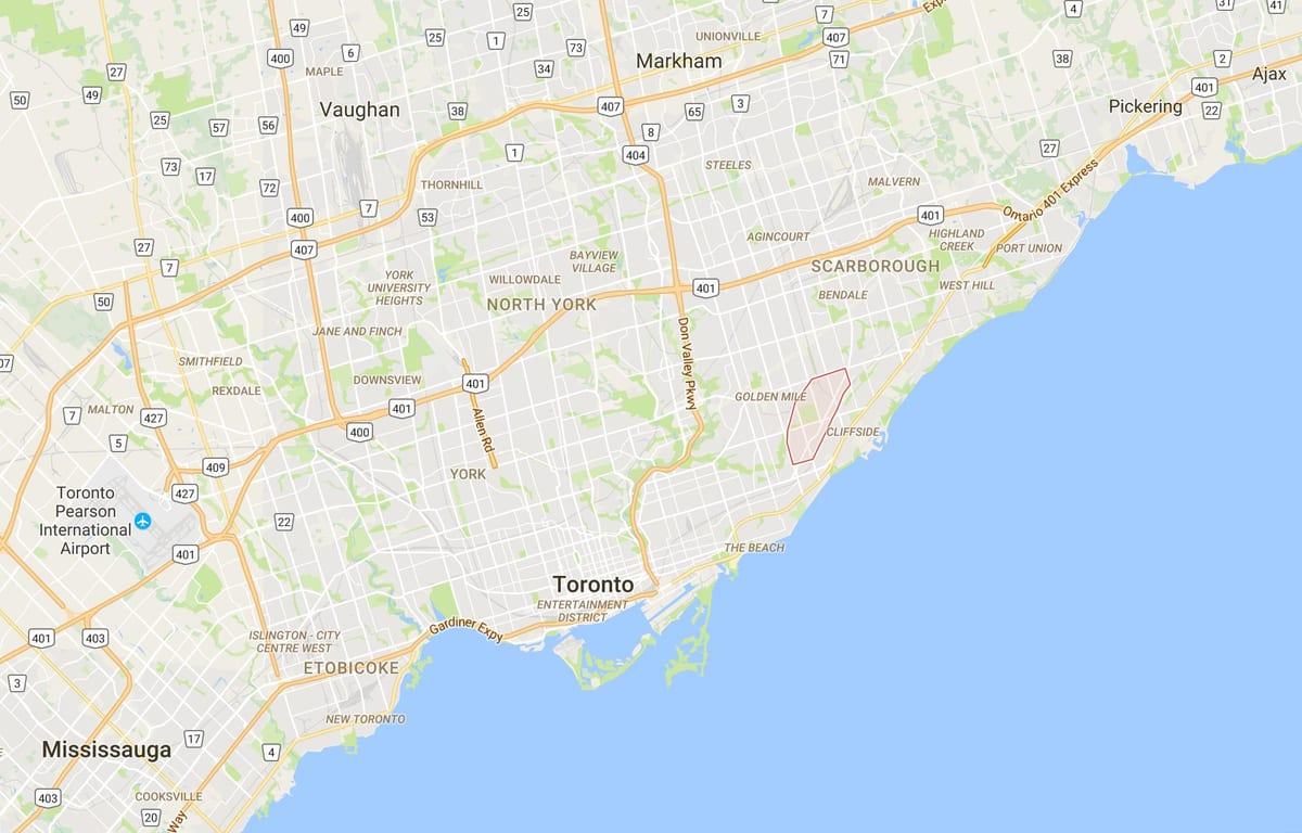 Карта на Scarborough Junctiondistrict Торонто