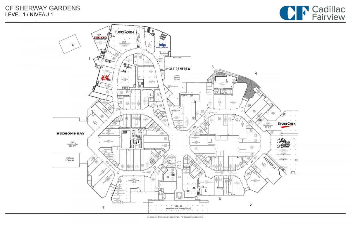 Карта на Sherway Градини ниво 1