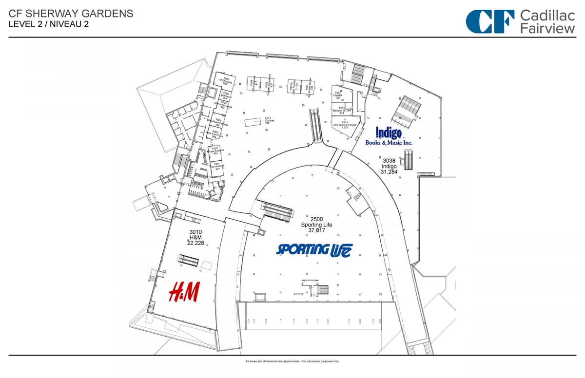 Карта на Sherway Градини ниво 2