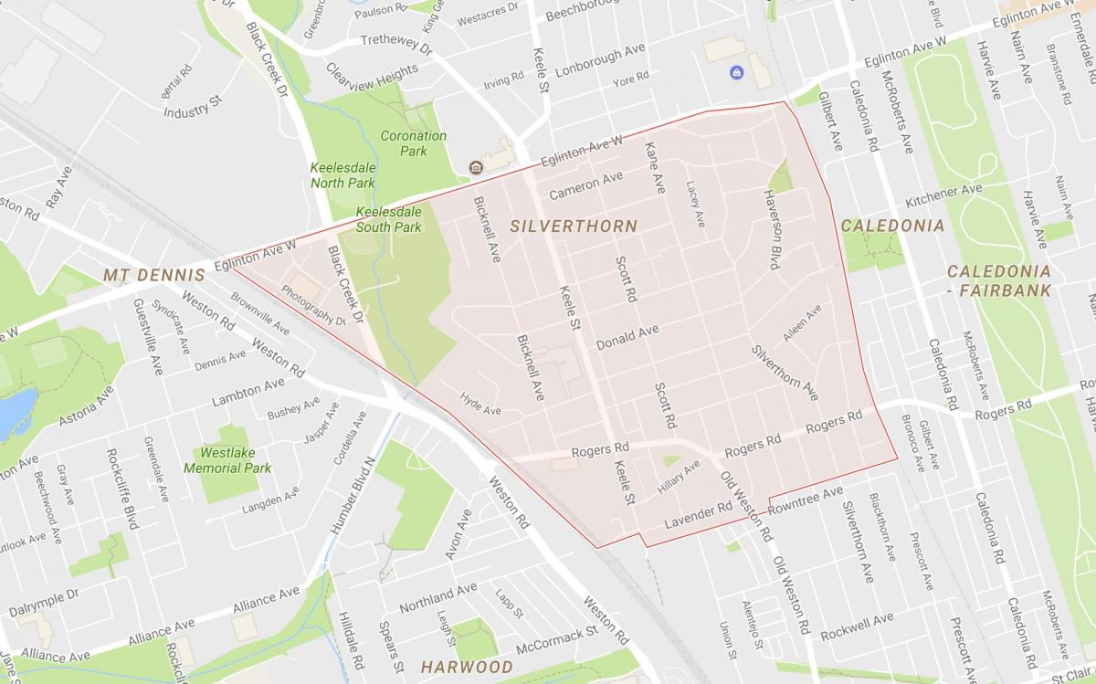 Карта на Silverthorn соседство Торонто