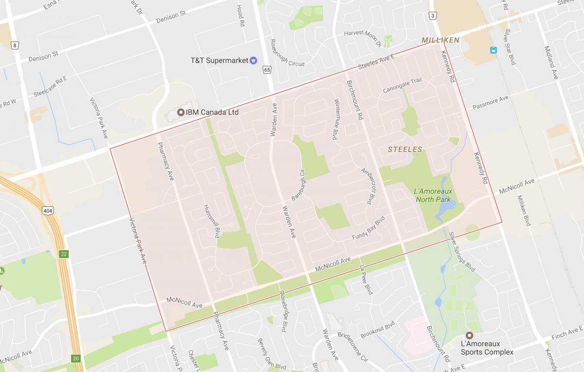 Карта на Steeles соседство Торонто
