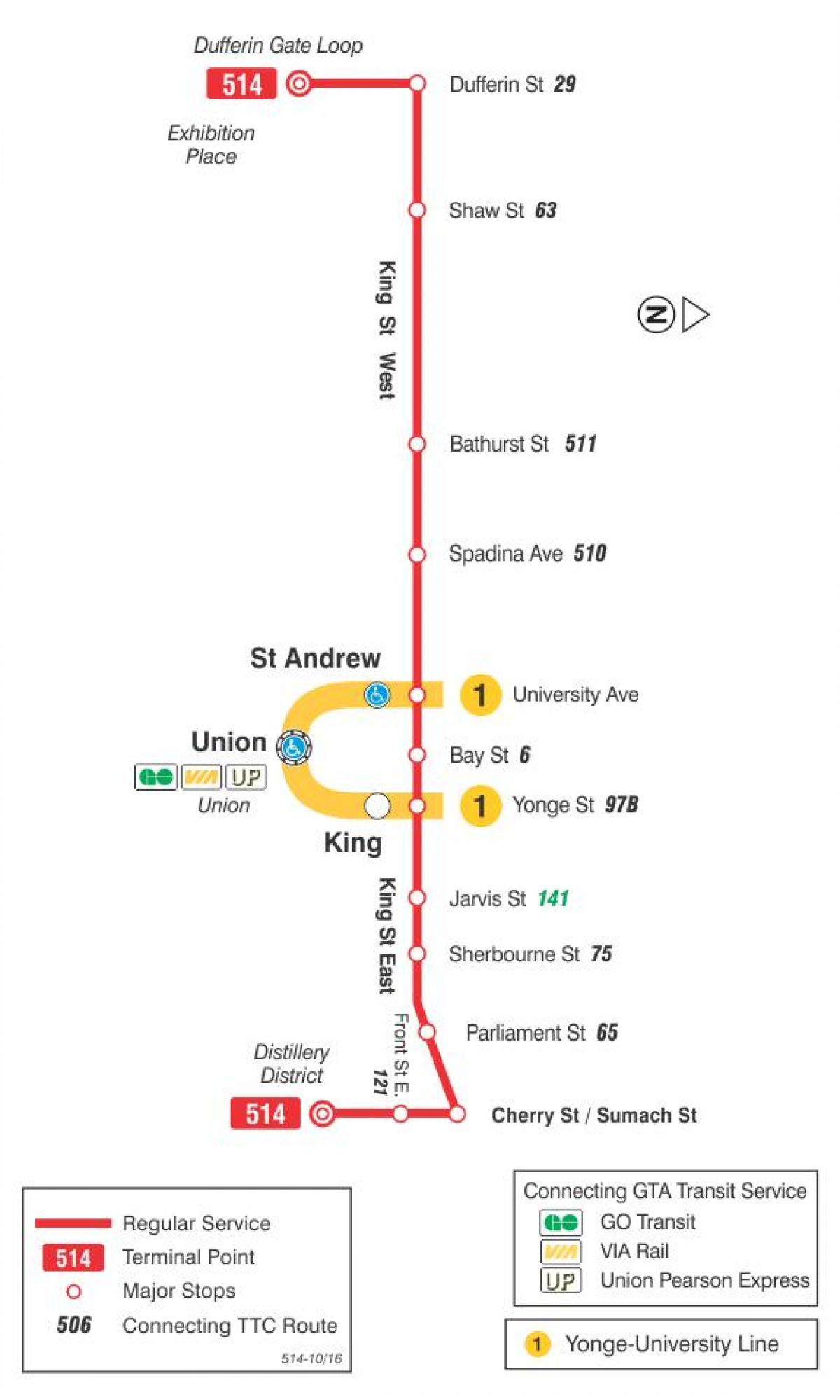 Карта на streetcar линија 514 Цреша