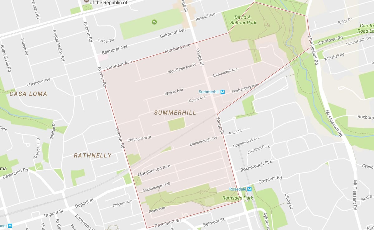 Карта на Summerhill соседство Торонто