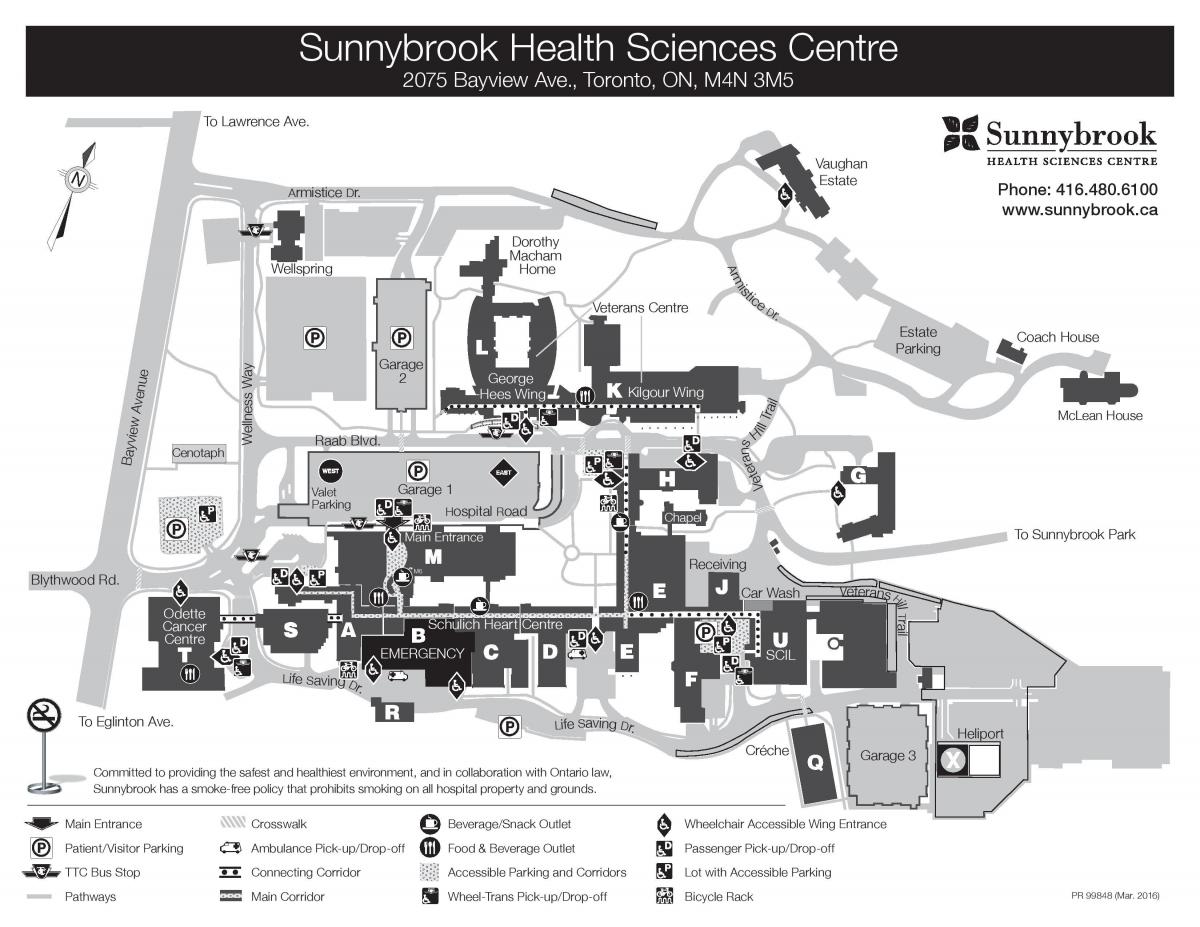 Карта на Sunnybrook Здравствени науки центар - SHSC