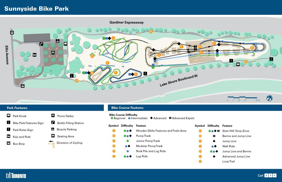 Карта на Sunnyside Велосипед Парк Торонто