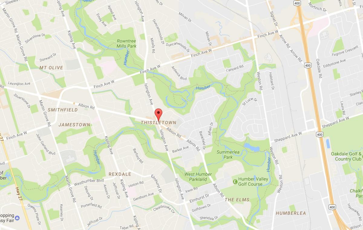 Карта на Thistletownneighbourhood соседство Торонто