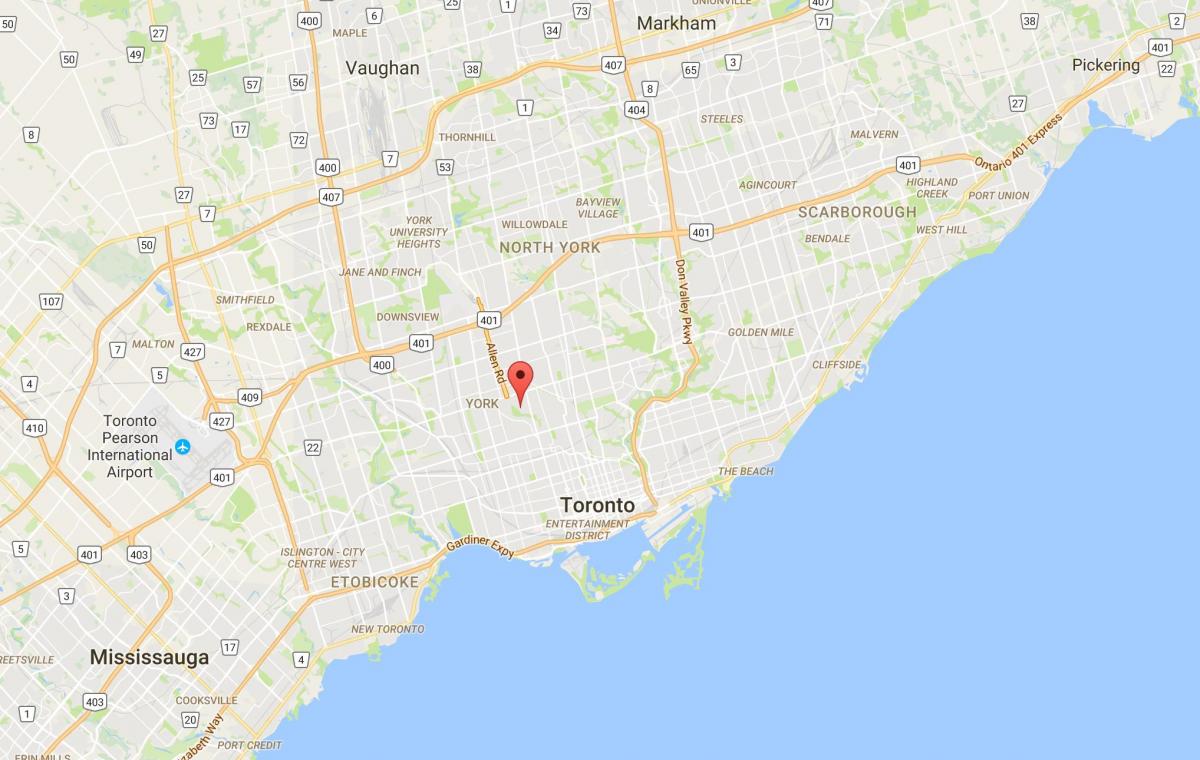 Карта на Tichester област Торонто