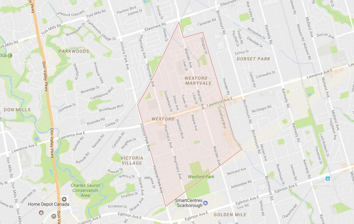 Карта на Wexford соседство Торонто