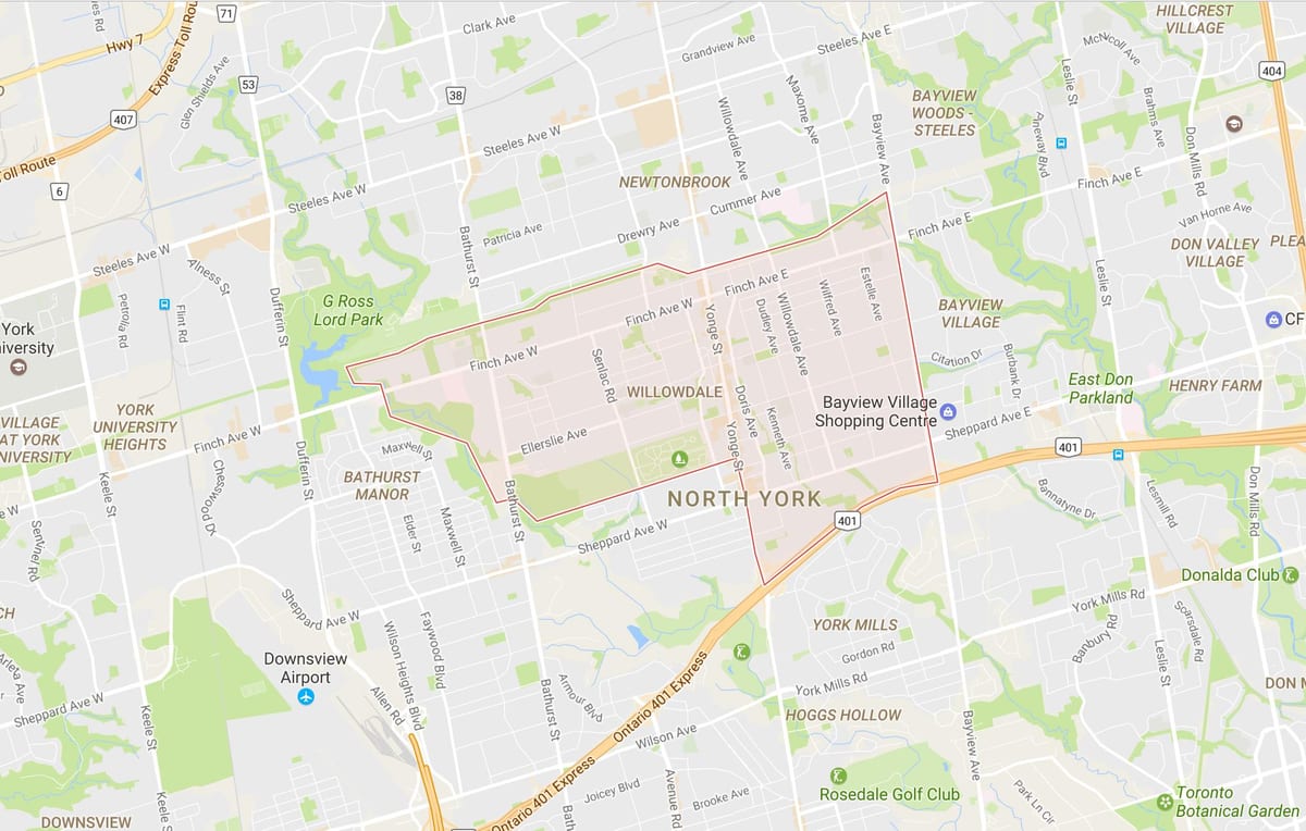 Карта на Willowdale соседство Торонто