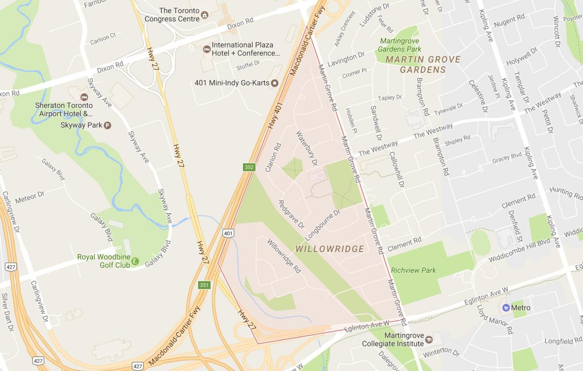 Карта на Willowridge соседство Торонто