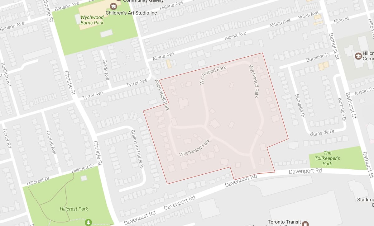 Карта на Wychwood Парк соседство Торонто