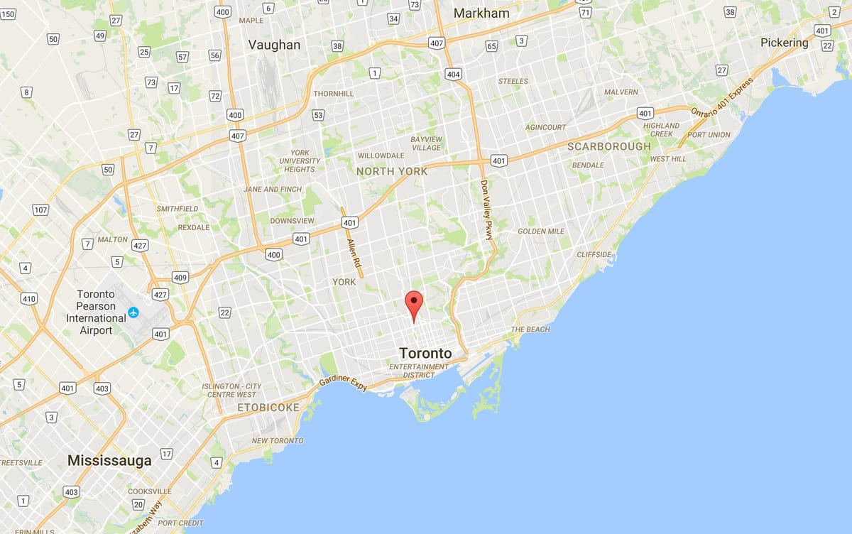 Карта на Yorkville област Торонто
