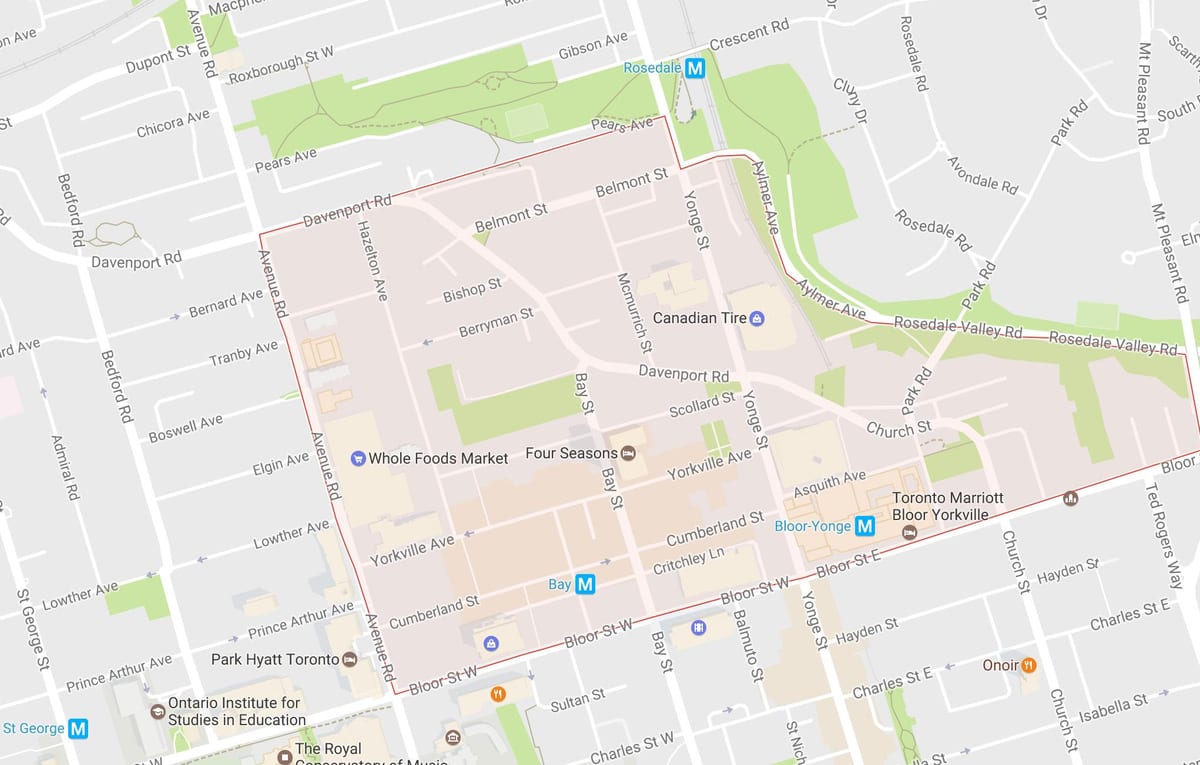 Карта на Yorkville соседство Торонто