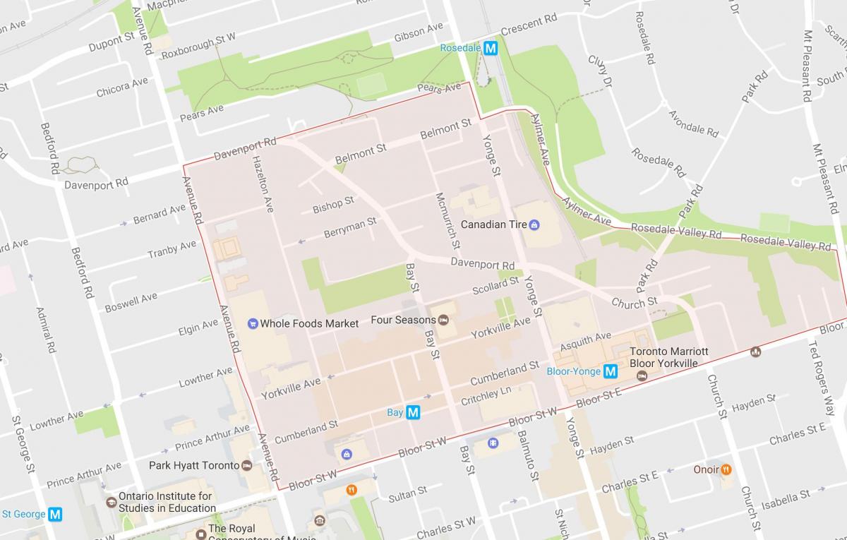 Карта на Yorkville соседство Торонто