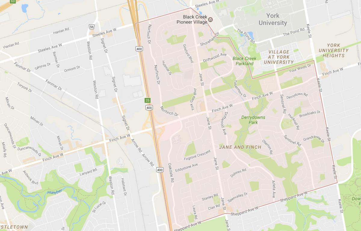 Карта на Џејн и Финч соседство Торонто
