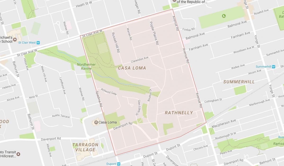 Карта на Јужна Ридот соседство Торонто