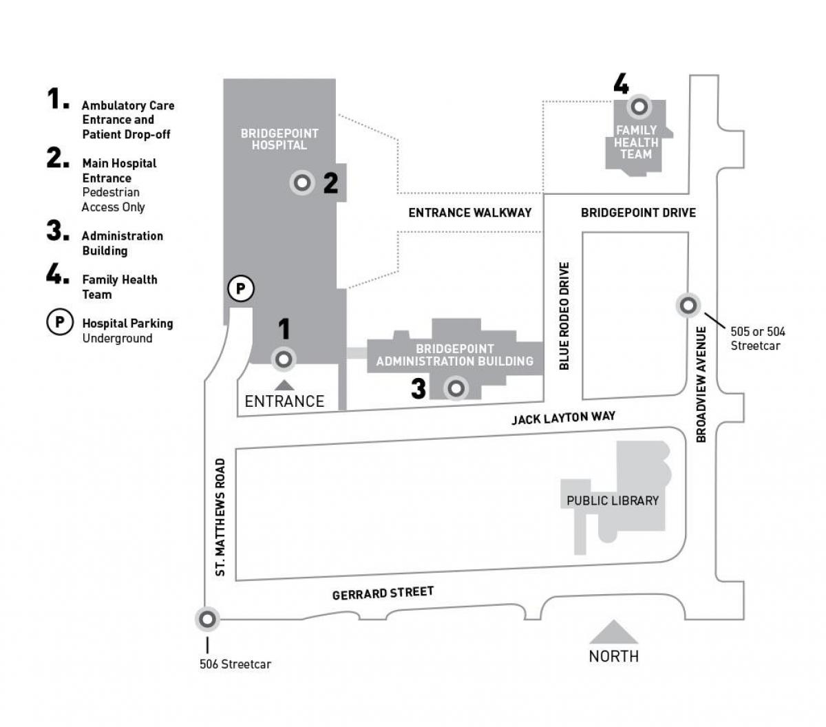 Карта на Болница Синај Систем за Здравствена заштита-Bridgepoint Торонто