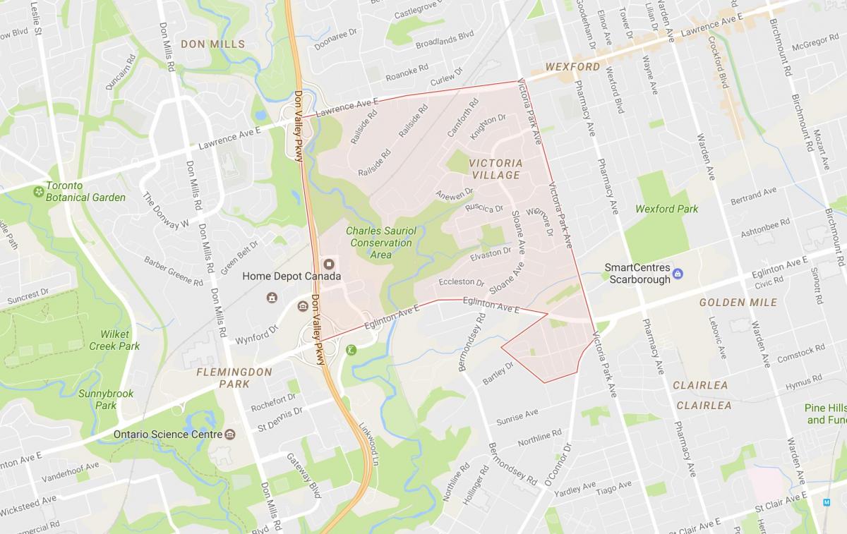 Карта на Викторија Село соседство Торонто