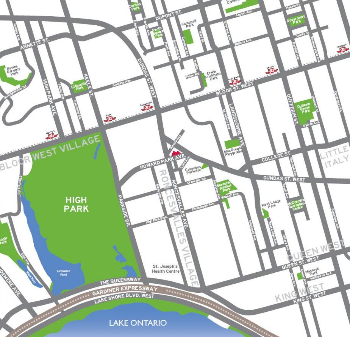 Карта на Висок парк Торонто преглед