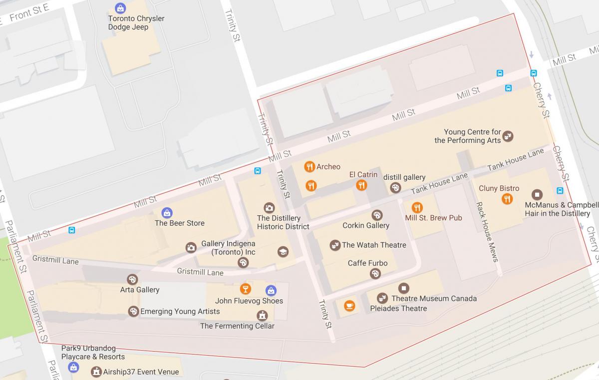 Карта на Дестилерија Област соседство Торонто