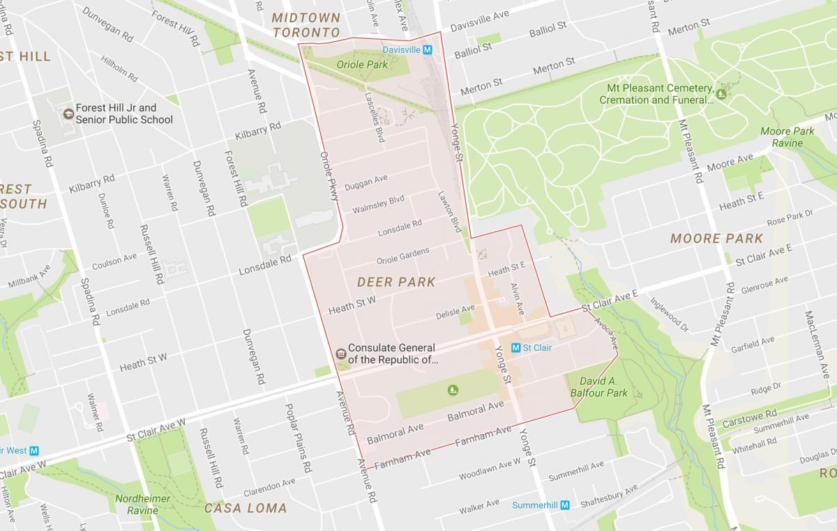 Карта на Елени Парк соседство Торонто