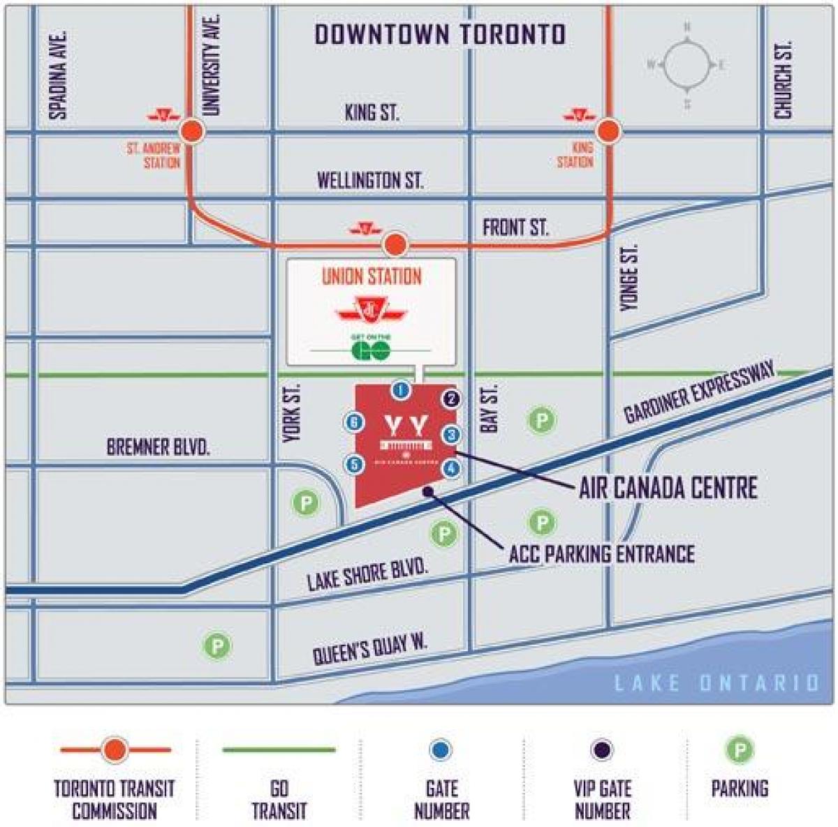 Карта на Ер Канада Центарот за паркинг - АКК