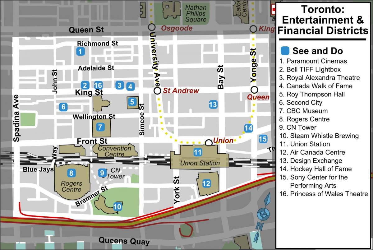 Карта на Забава и финансиски области во Торонто