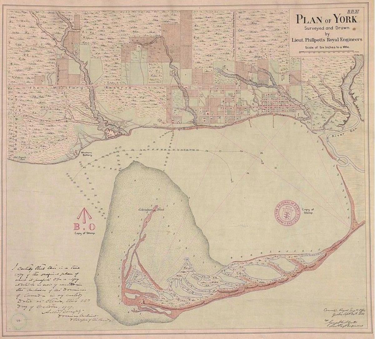Мапа на земјата на Њујорк-Торонто 1787-1884