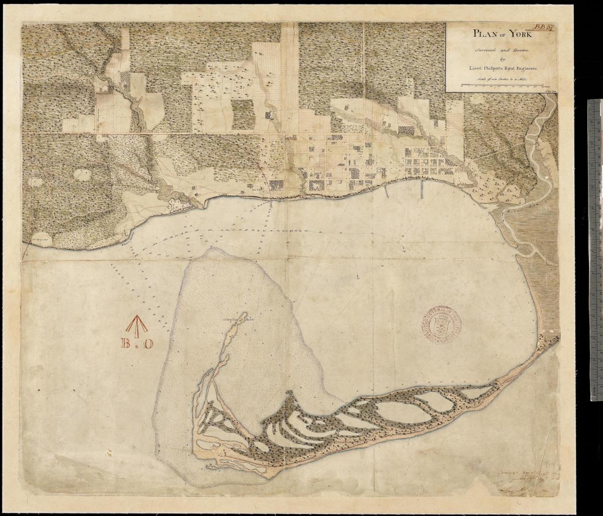 Мапа на земјата на Њујорк-Торонто е првиот centure 1787-1884