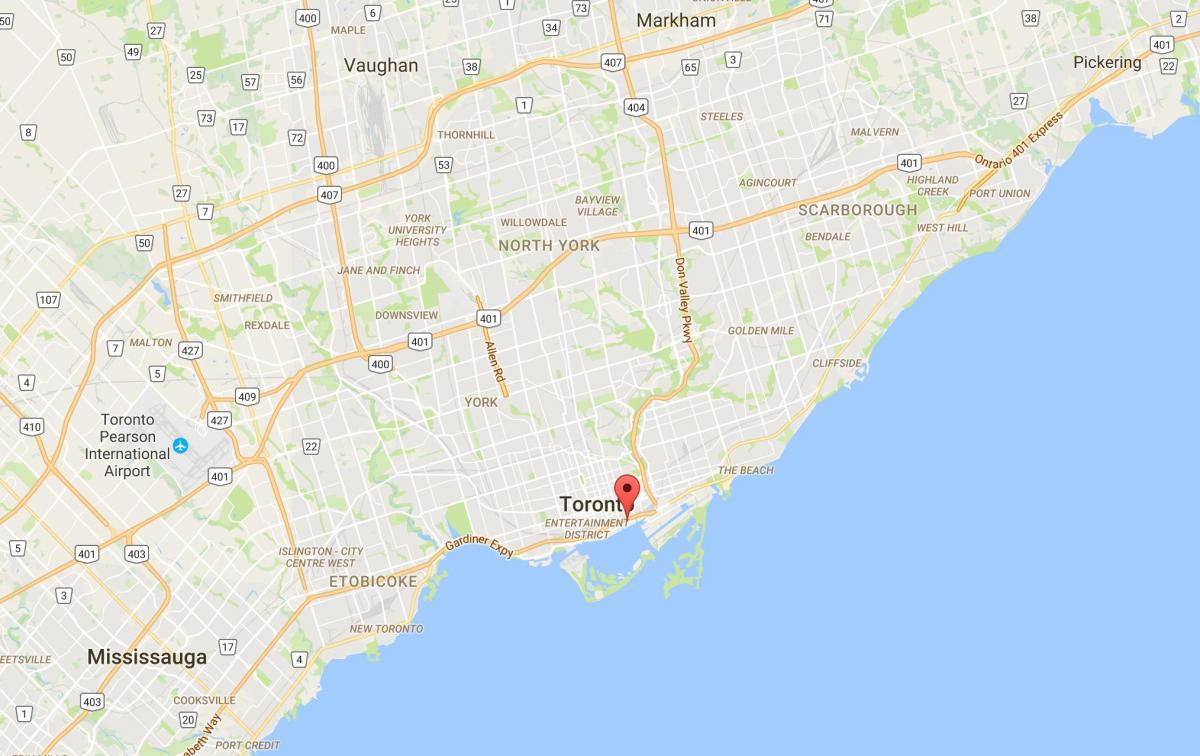 Карта на Источна Bayfront област Торонто