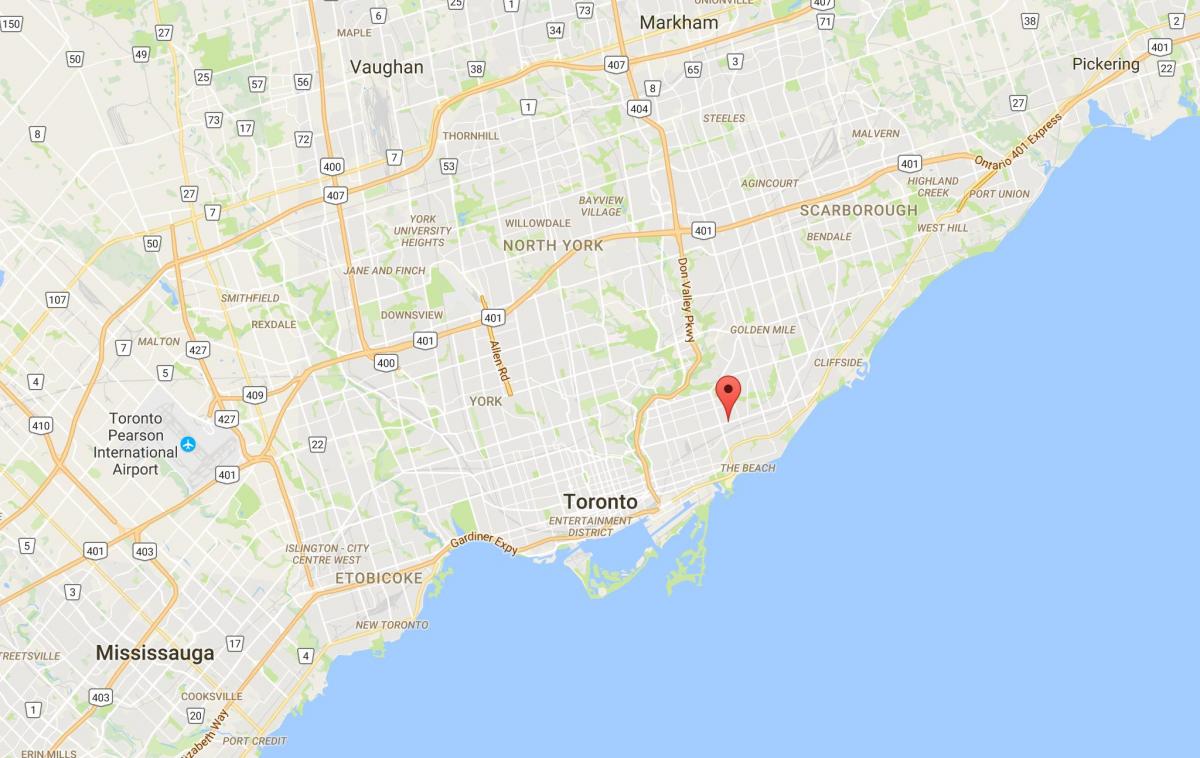 Карта на Источна Danforth област Торонто