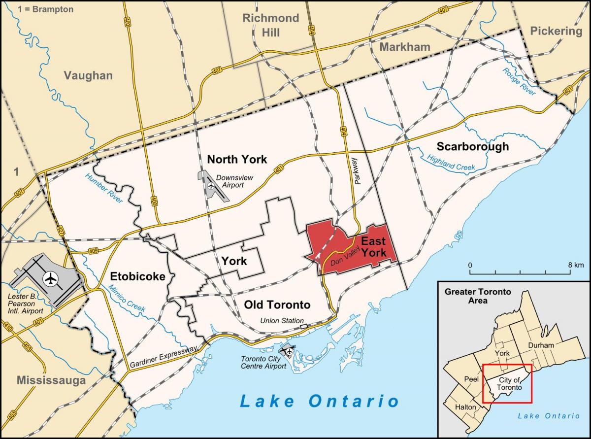 Карта на Источна Њујорк-Торонто