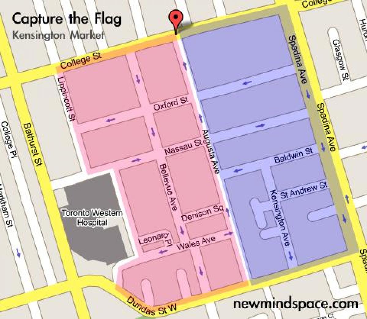 Карта на Кенсингтон Пазарот Град Торонто