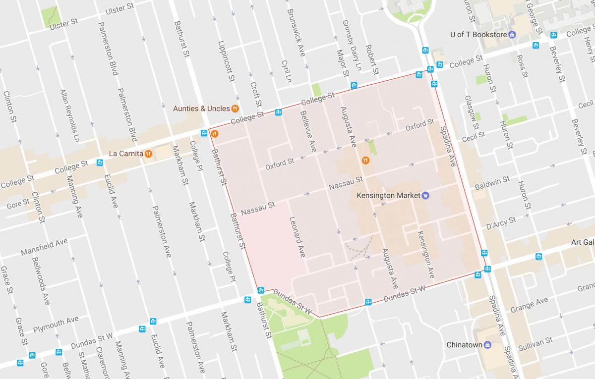 Карта на Кенсингтон Пазарот соседство Торонто