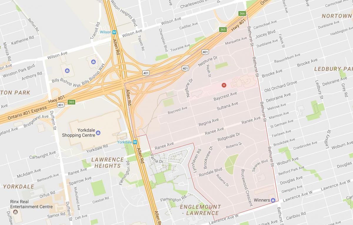 Карта на Лоренс Манор соседство Торонто