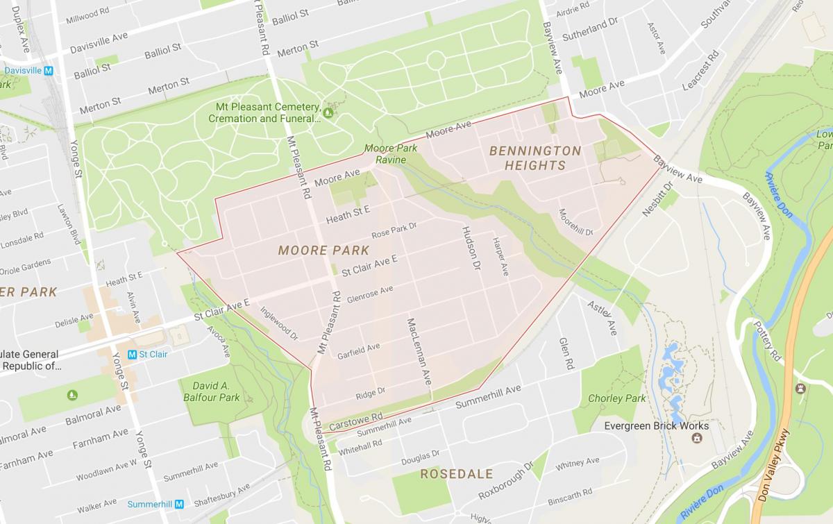 Карта на Мур Парк соседство Торонто