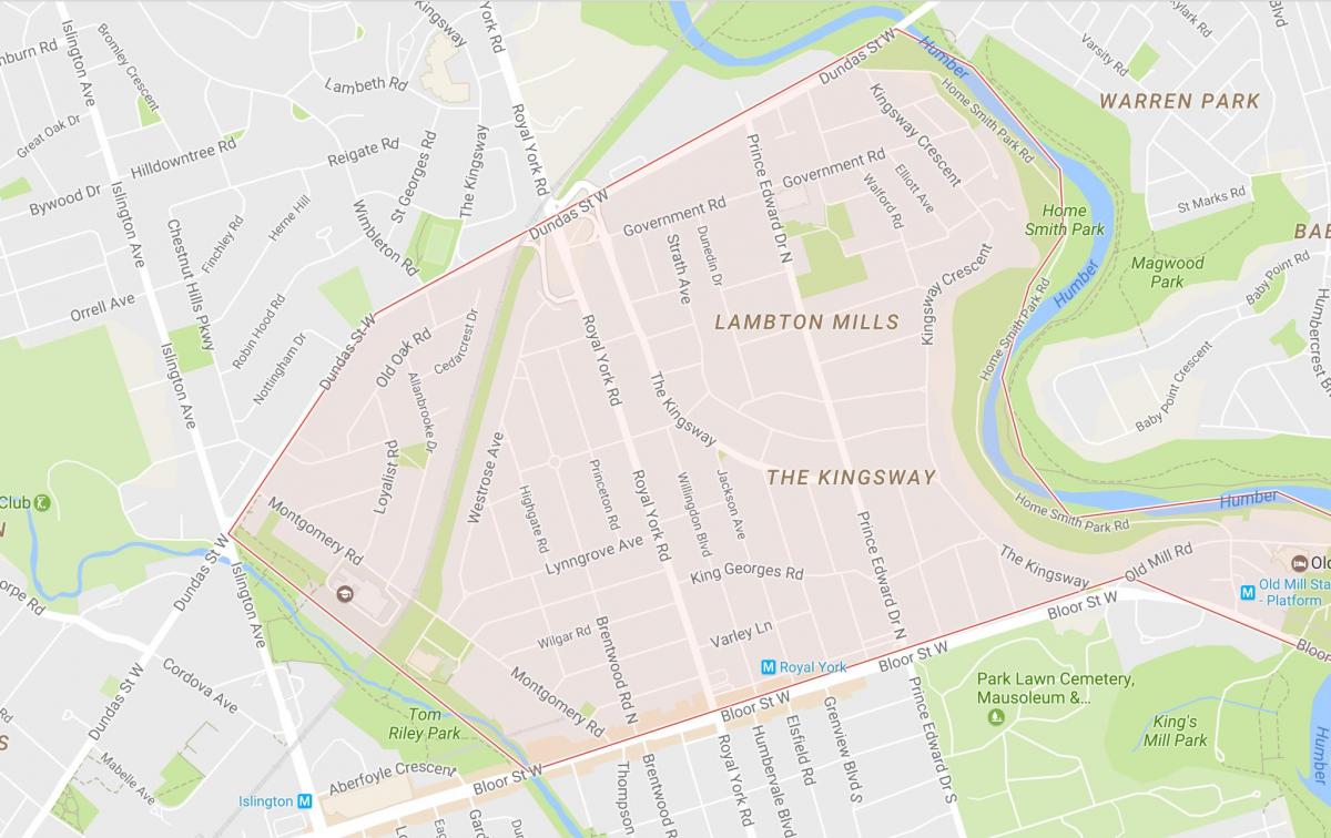 Карта на Kingsway соседство Торонто