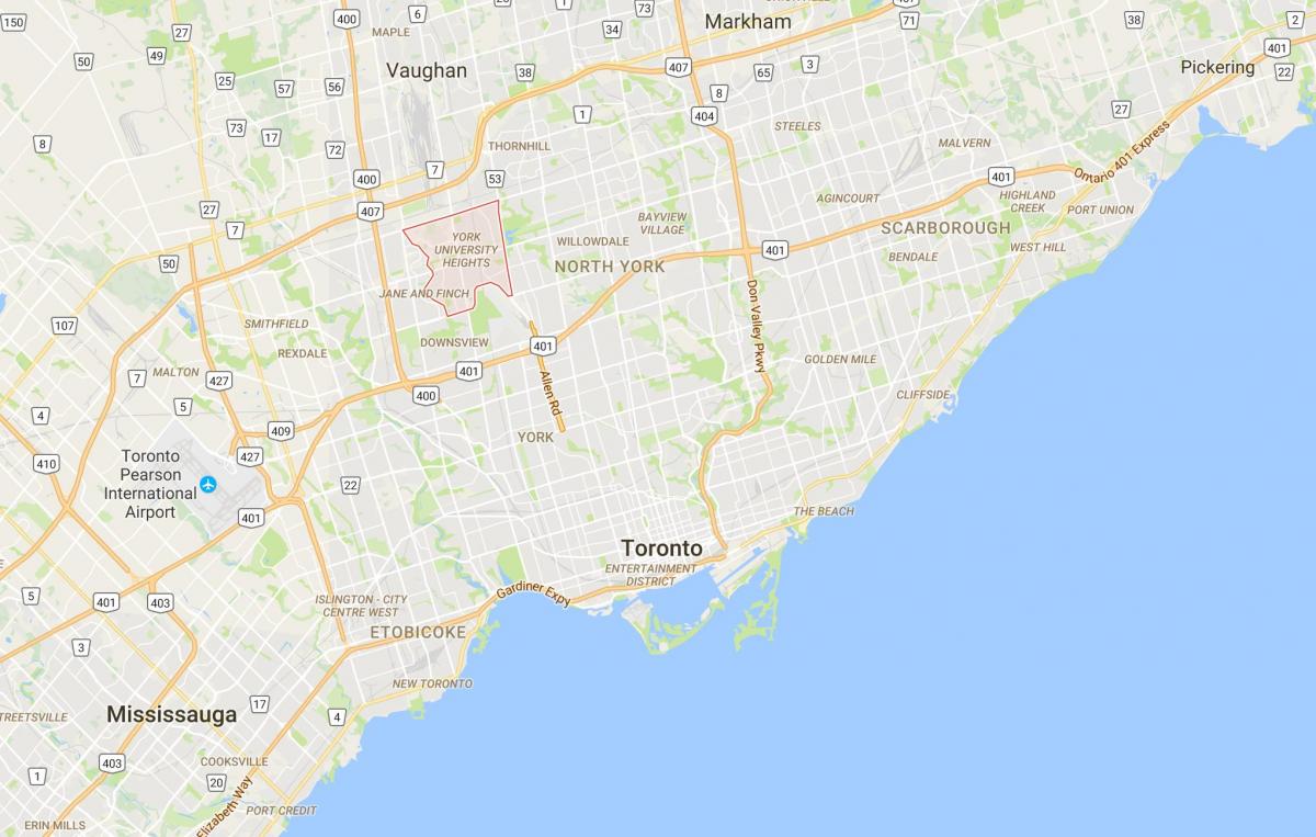 Карта на Јорк Универзитетот Височини област Торонто