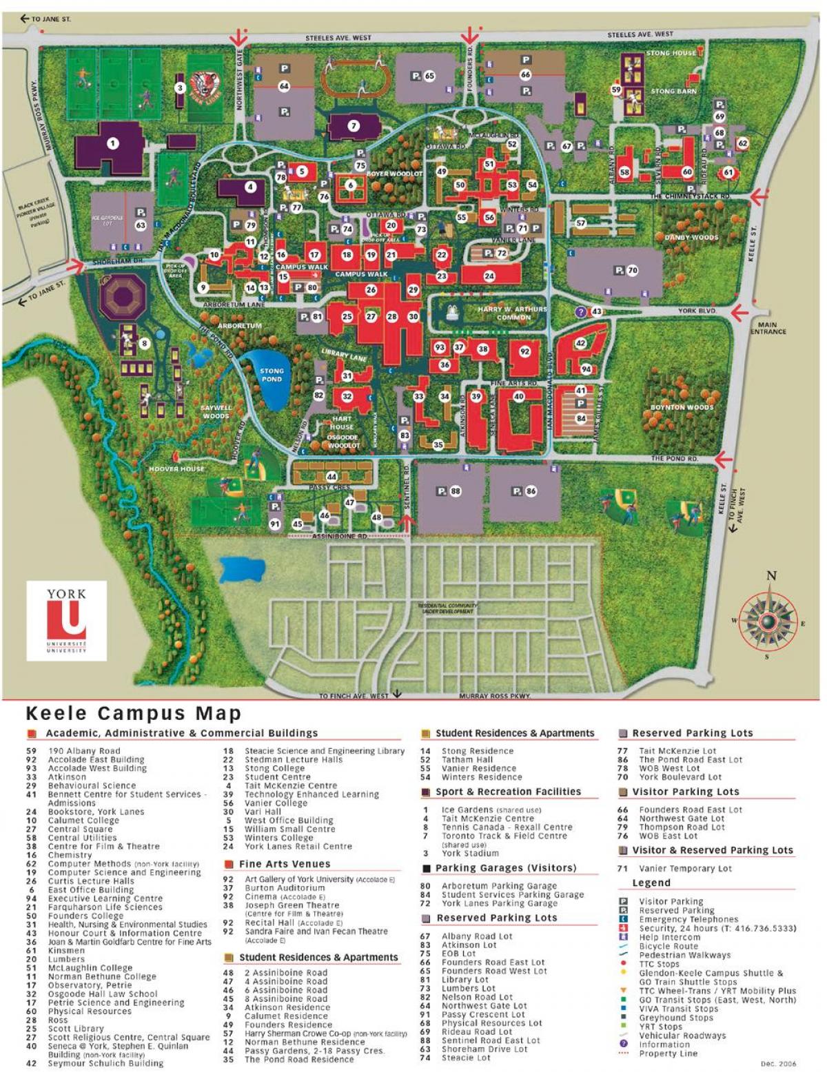 Карта на Јорк универзитетот keele кампус