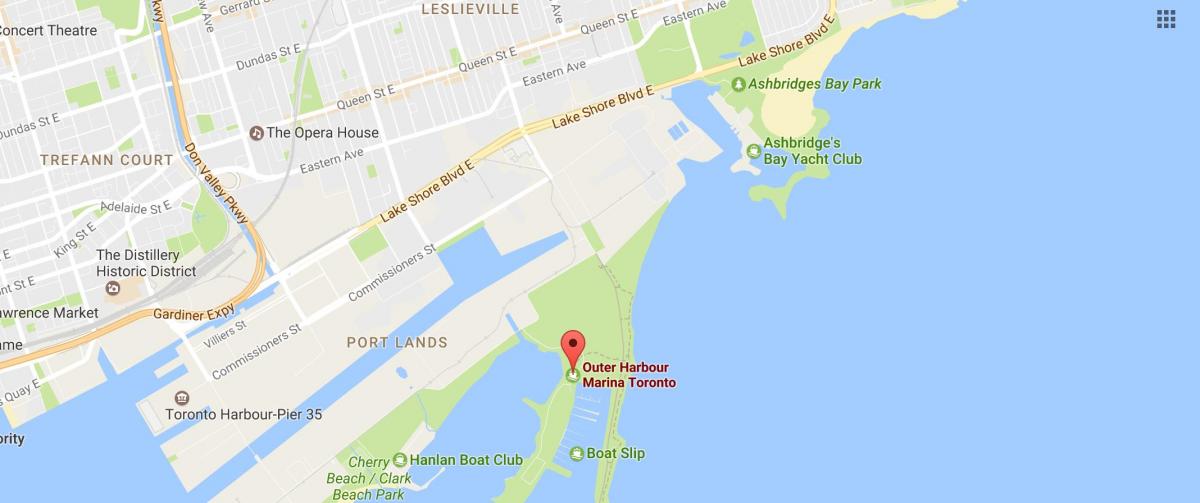 Карта на Надворешниот пристаниште марина Торонто