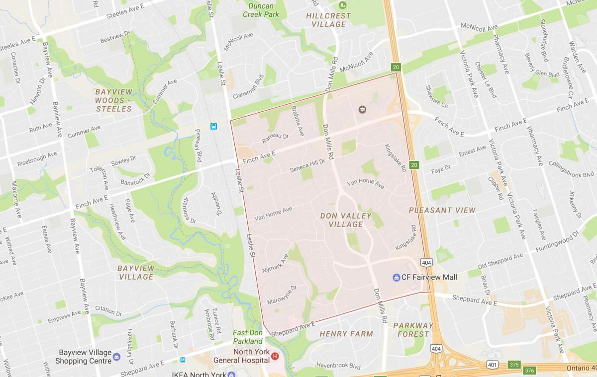 Карта на Не Долина Село соседство Торонто