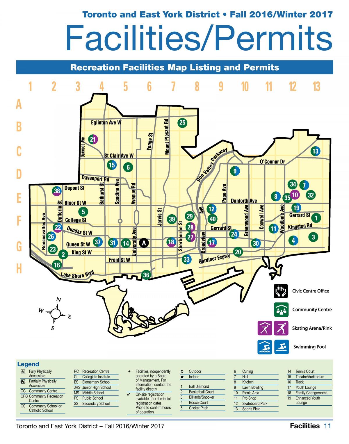Карта на објекти за рекреација Торонто