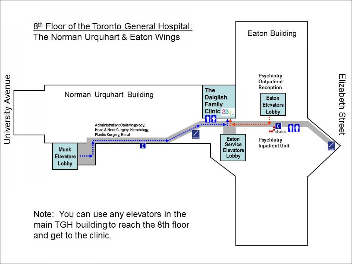Карта на Општа Болница 8 ти кат Торонто