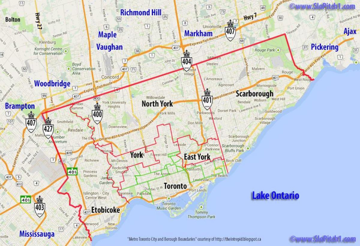 Карта на општините во Торонто