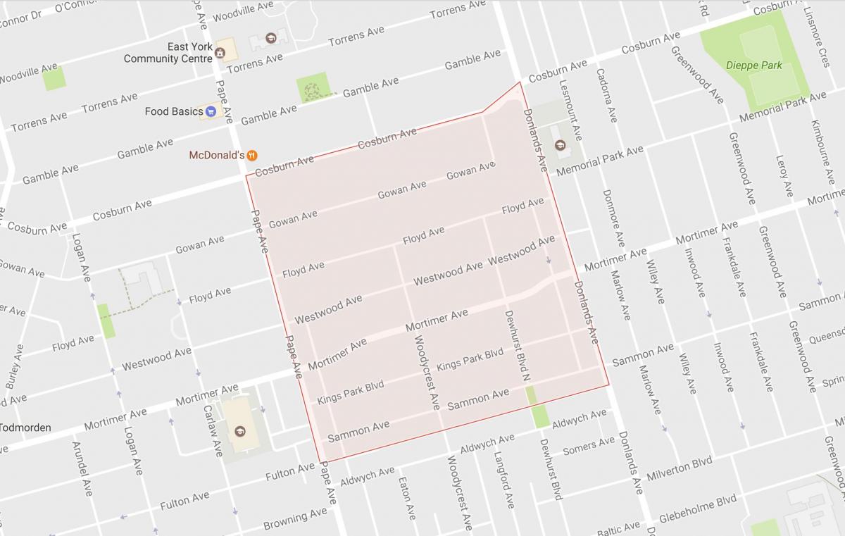 Карта на Папе Село соседство Торонто